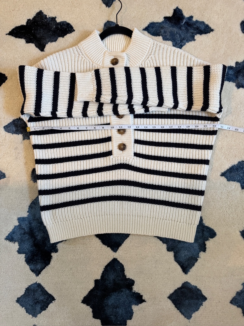 NWT Sezane Lucas Jumper in Ecru/Navy Size XS (Runs Large) - Picture 10 of 14